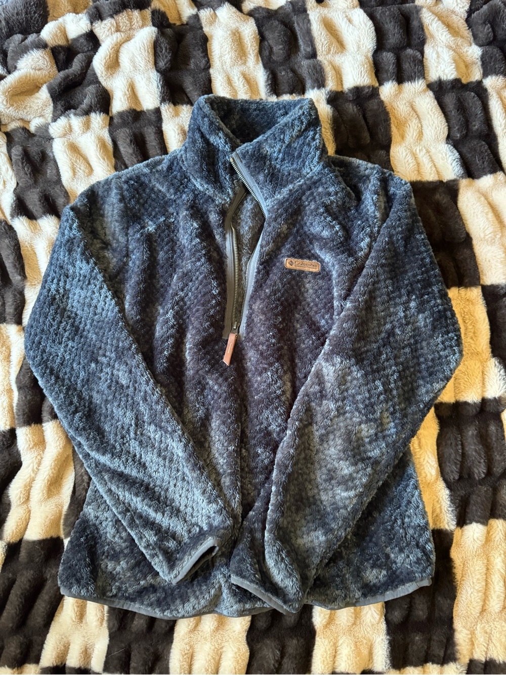 Columbia Women's Gray Plush Teddy Quarter‑Zip Jacket
